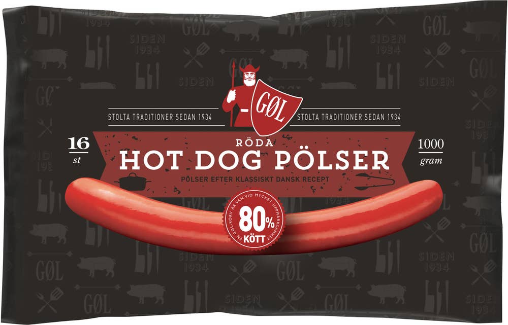GØL Röd Hot Dog Pölser 16-p Gol Pölser