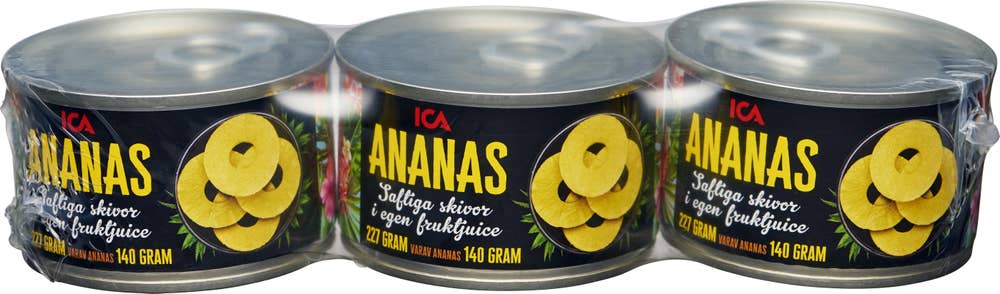 Ej sorterad Ananas skivad konserverad 3x Ica