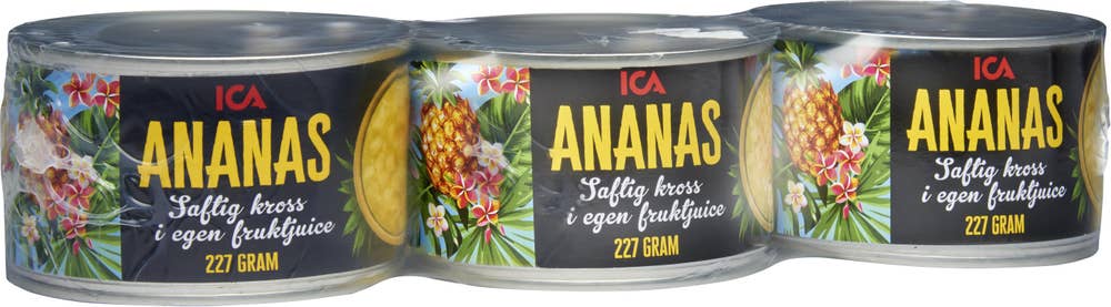 Ej sorterad Ananas krossad konserverad 3x Ica
