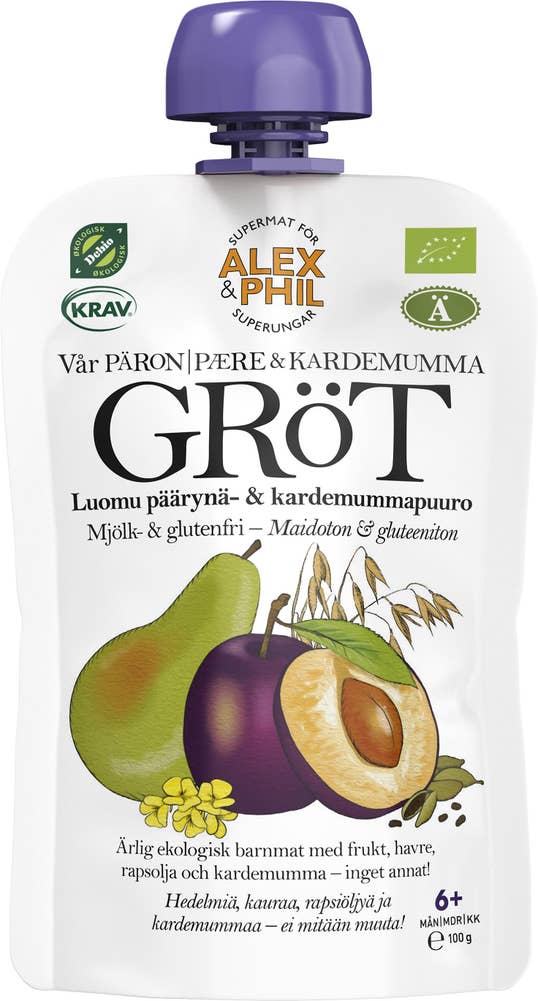 Alex&Phil Gröt Päron, Plommon & Kardemumma EKO/KRAV 6M