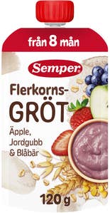 Semper Flerkornsgröt Äpple Jordgubb +8M