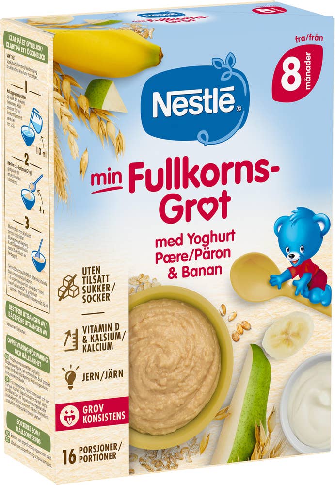 Nestlé Fullkornsgröt med Yoghurt, Päron & Banan 8M