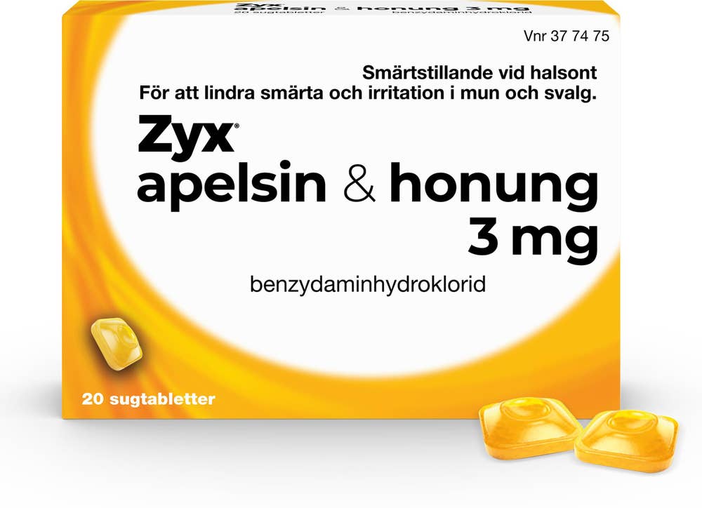 Zyx Sugtablett Apelsin & Honung Benzydaminhydroklorid 3mg Zyx