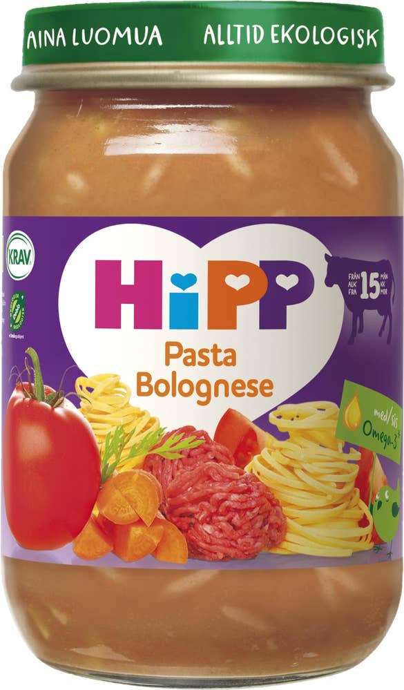 Ej sorterad Pasta Bolognese 15M Ekologisk Hipp
