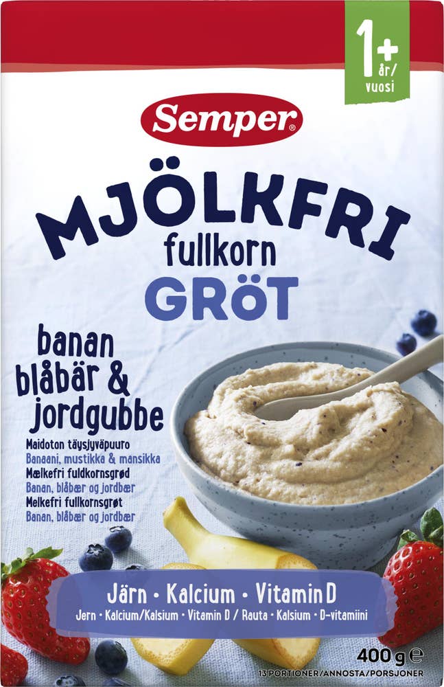 Semper Fullkornsgröt Bär & Frukt Mjölkfri 12M