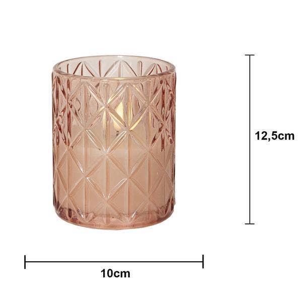 Star Trading Ljus LED Flamme Romb Rosa 10x12,5cm