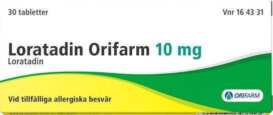 Loratadin Orifarm 10 mg, Loratadin, tablett, 30 st