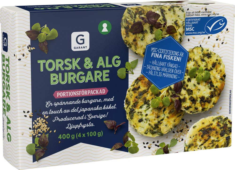 Garant Burgare Torsk & Alger Fryst MSC 4-p