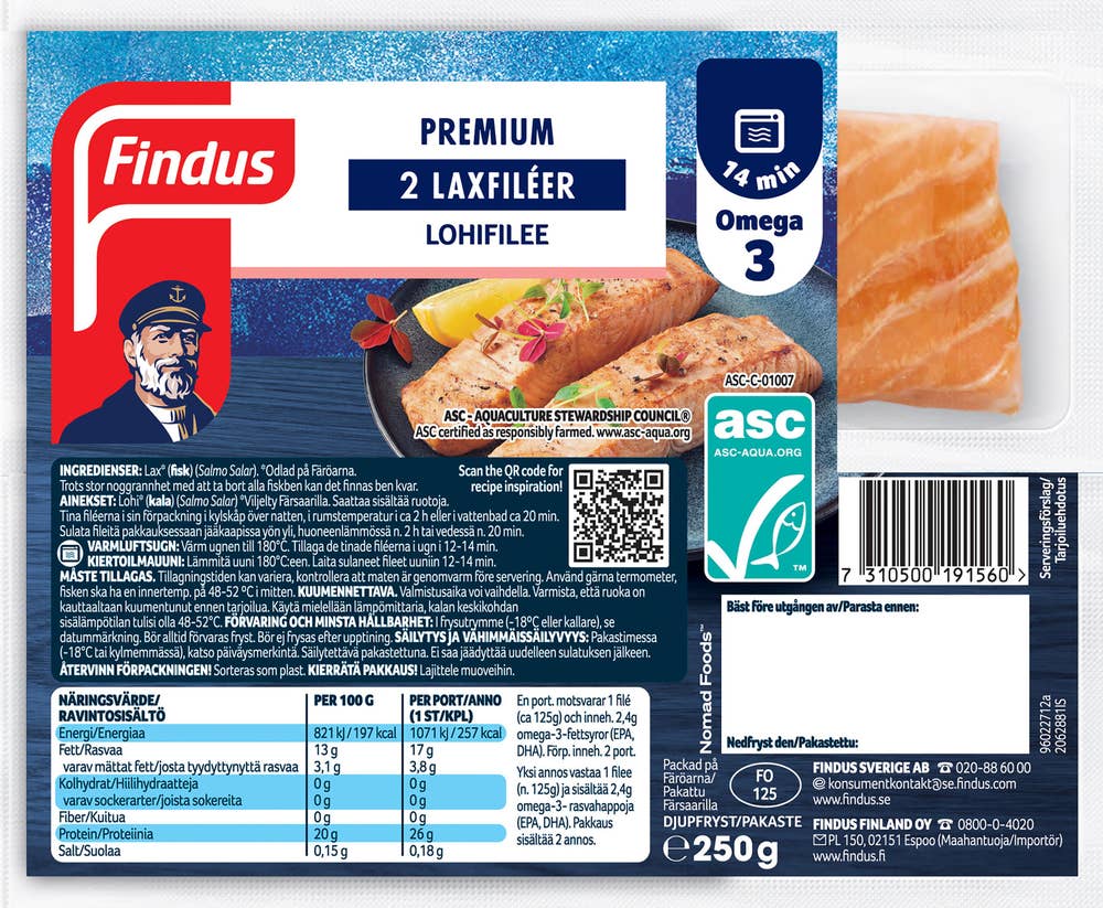 Findus Premium Laxfilé Fryst ASC 2x125g