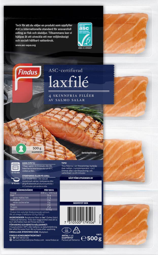 Findus Laxfilé Naturell Fryst ASC