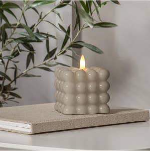 Star Trading Blockljus LED Flamme Dot Beige 8,5x9,5cm