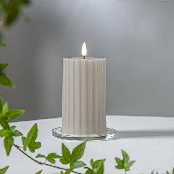 Star Trading Blockljus LED Flamme Stripe Beige 15cm