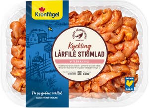 Kronfågel Kyckling Lårfilé Strimlad Vitlök & Chili