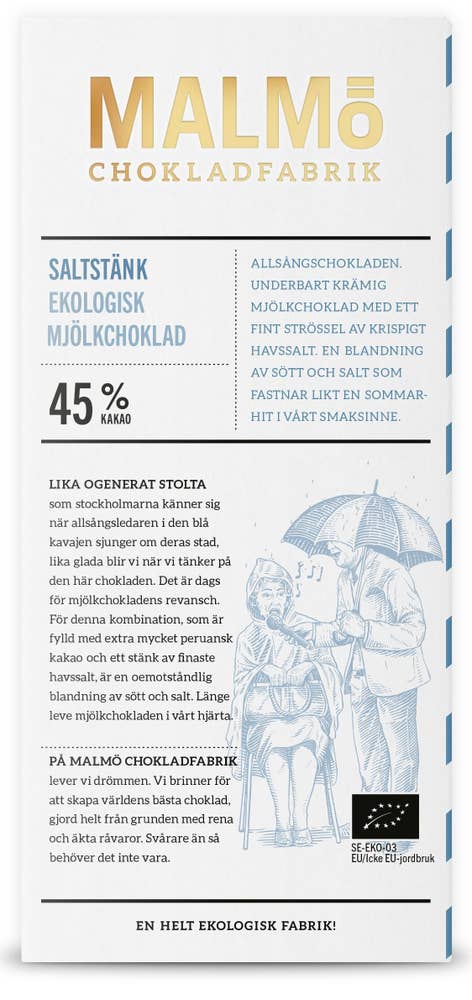 Malmö Chokladfabrik Choklad Saltstänk 45% EKO