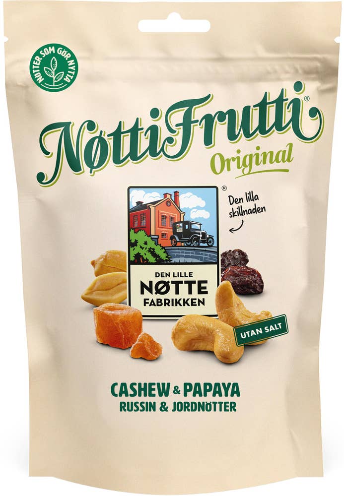 Den LilleNøttefabrikken Nötti Frutti Cashew, Papaya, Russin & Jordnötter
