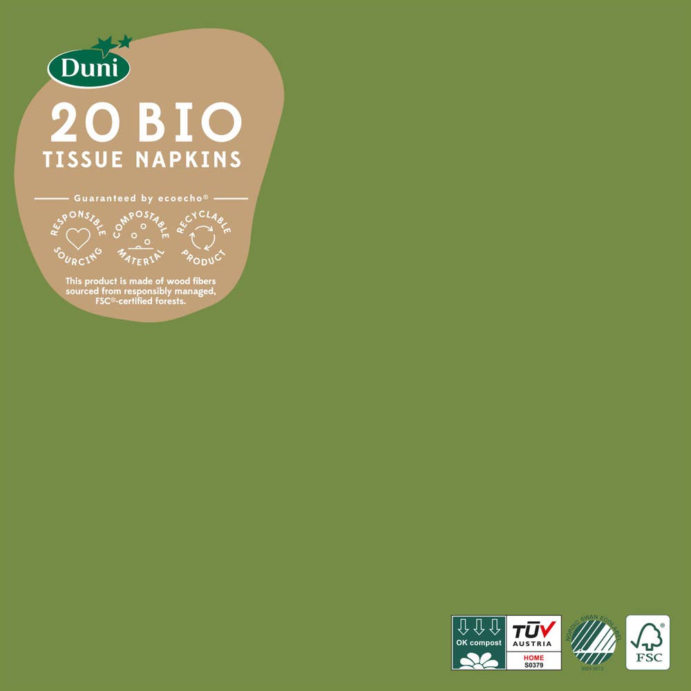Duni Servett Leaf Green 3-lags 33x33cm