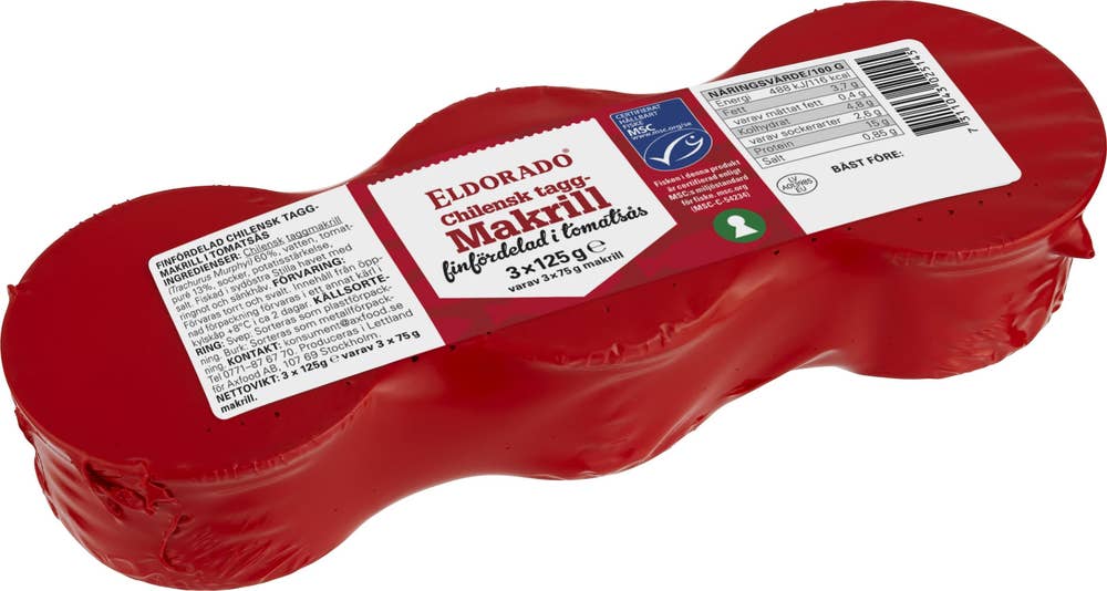 Eldorado Finfördelad Makrill i Tomatsås MSC 3-p