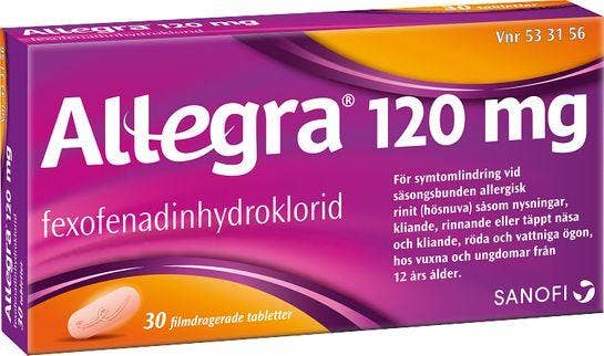 Allegra 120 mg, Fexofenadin, filmdragerad tablett, 30 st