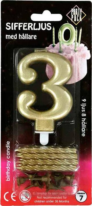 Party Pack Sifferljus 3 Guld