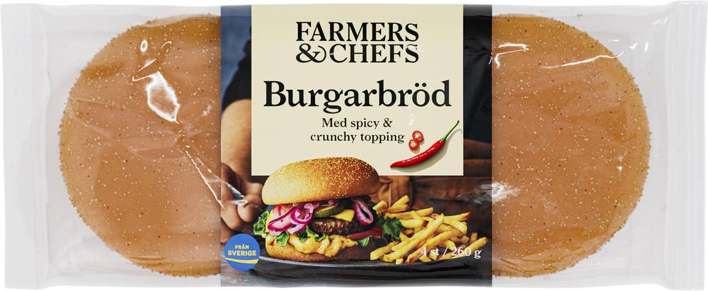 Farmers & Chefs Hamburgerbröd Spicy & Crunchy Topping 4-p