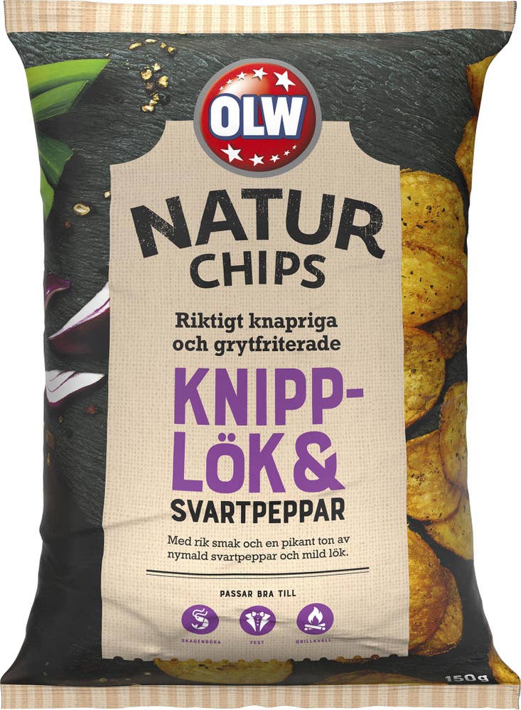 OLW Naturchips Knipplök & Svartpeppar Olw