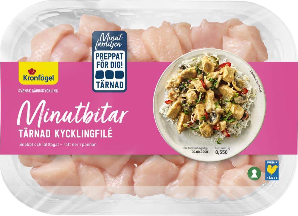 Kronfågel Tärnad Kycklingbröstfilé Minutbitar