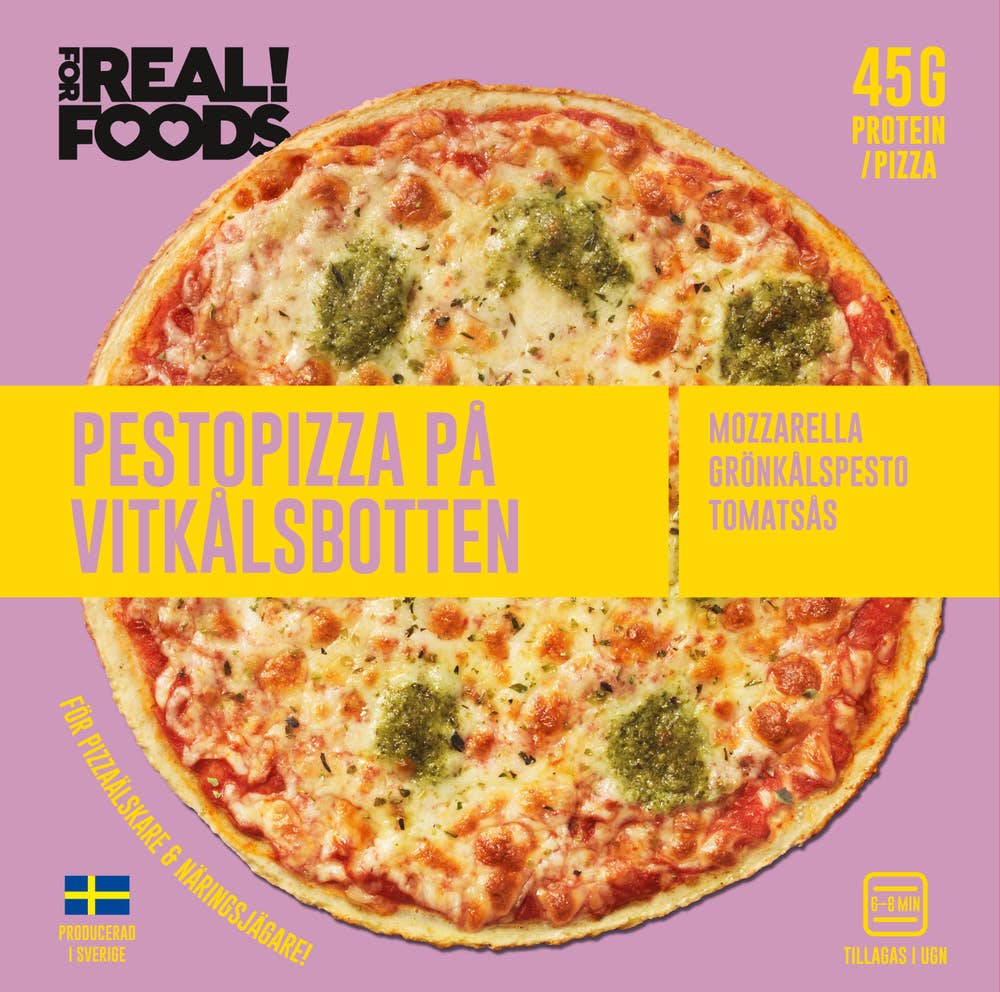 FOR REAL! FOODS Proteinpizza Pesto på Vitkålsbotten Fryst