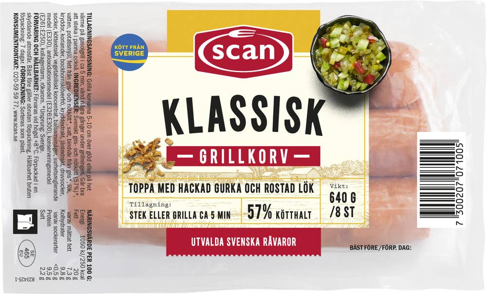 Scan Grillkorv med Tunt Skinn 8-p