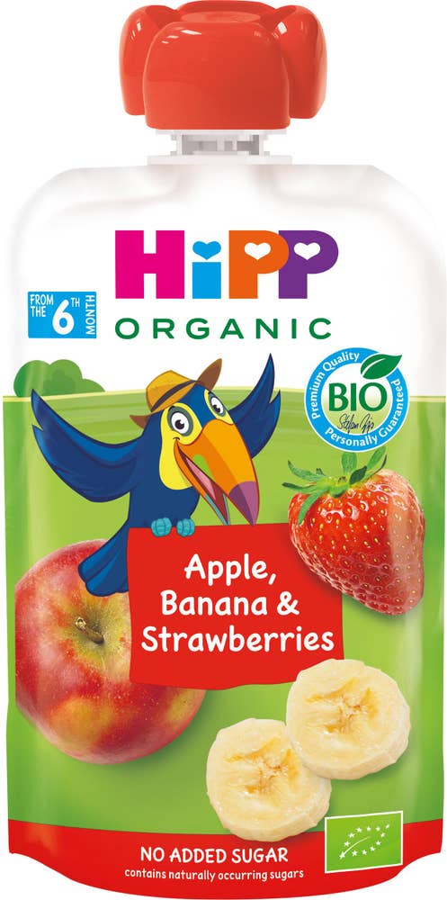 Hipp Smoothie Äpple, Banan & Jordgubb 6M EKO