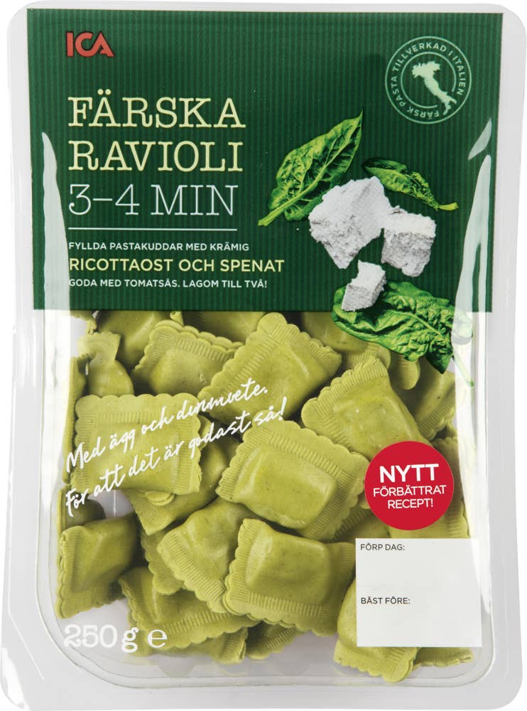 Ej sorterad Ravioli ricotta/spenat Ica