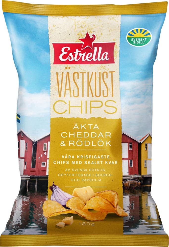 Estrella Västkustchips Äkta Cheddar & Rödlök