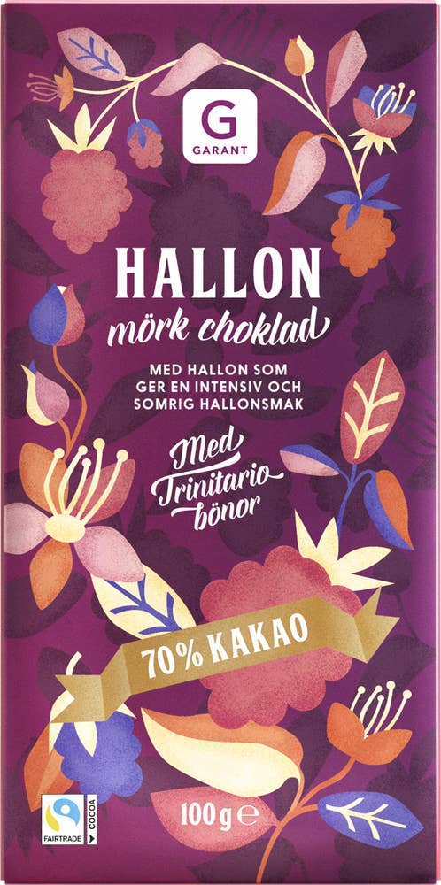 Garant Mörk Choklad 70% Hallon Fairtrade