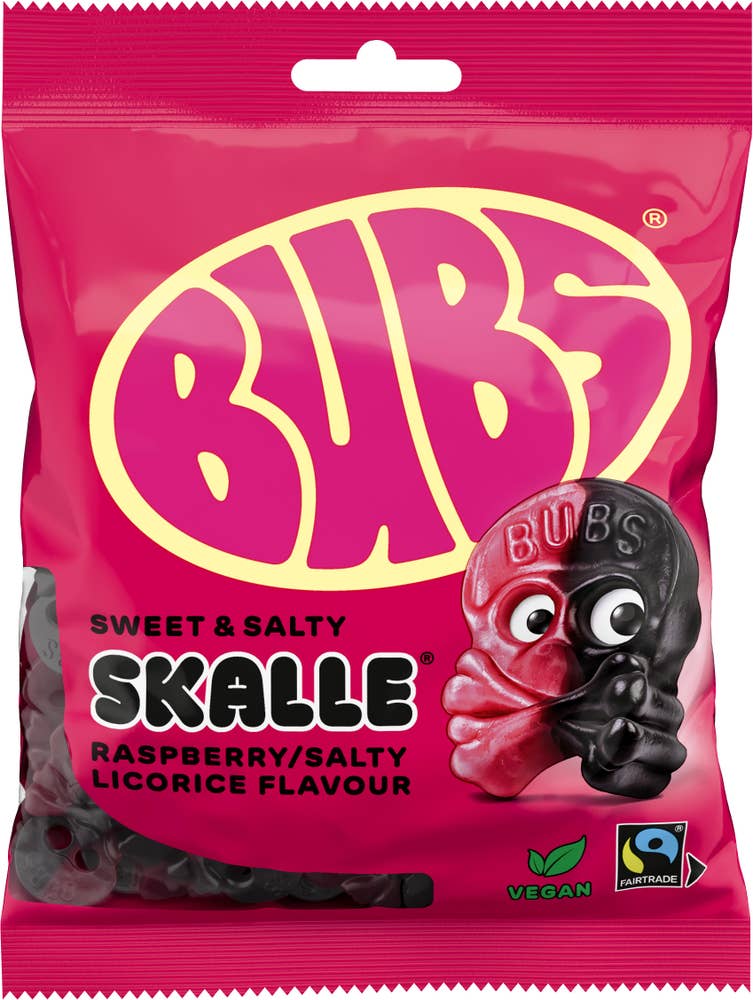 BUBS Skalle Hallon & Saltlakrits Veganska