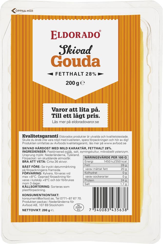 Eldorado Gouda Skivad Ost 28%