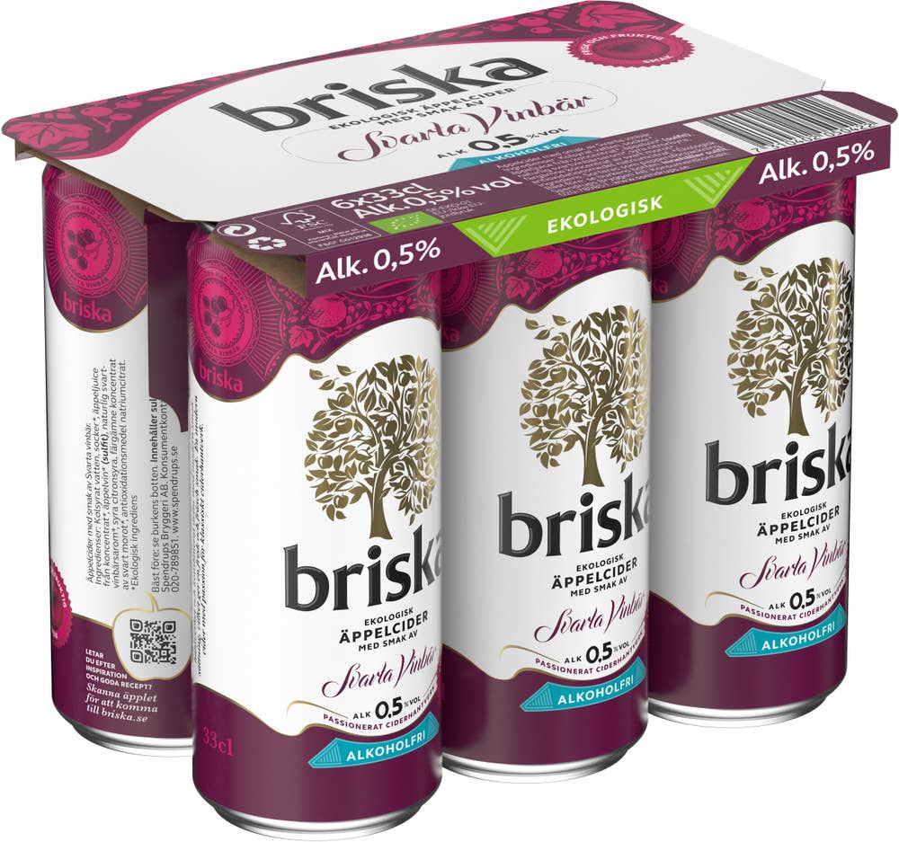 Briska Svarta Vinbär Alkoholfri 0,5% EKO 6x33cl