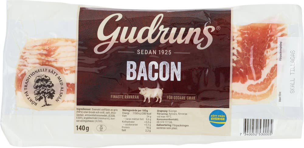 Gudruns Bacon Alspånsrökt Skivad