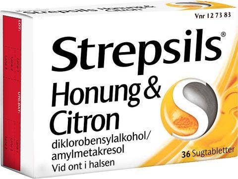 Strepsils Honung & Citron, Diklorobensylalkohol/Amylmetakresol, sugtablett, 36 st