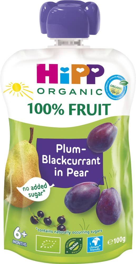 Hipp Puré Päron, Plommon & Svarta Vinbär 4M EKO