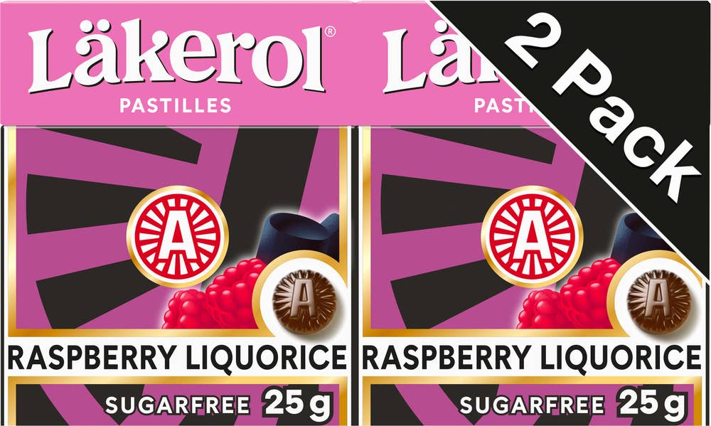 Läkerol Halstabletter Raspberry Licorice Sockerfri 2x25g