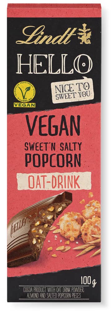 Lindt Hello Vegan Chokladkaka Popcorn Lindt