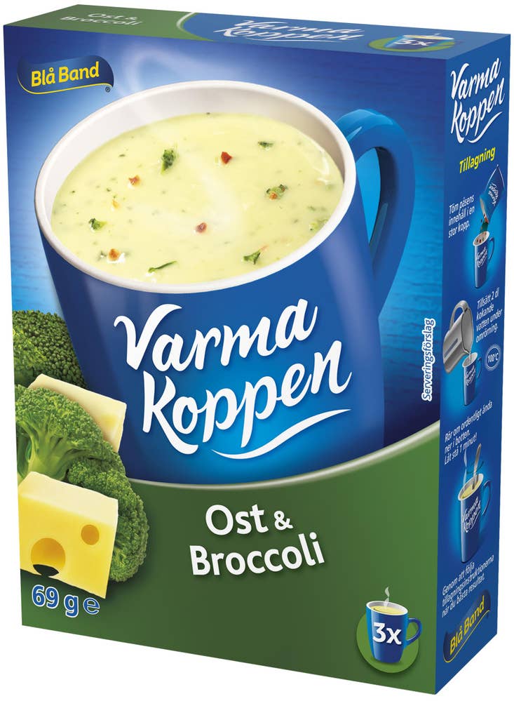 Blå Band Varma Koppen Soppa Ost & Broccoli 3x2dl