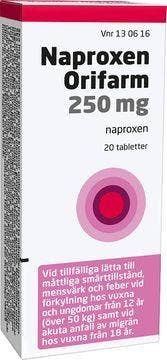 Naproxen Orifarm 250 mg, Naproxen, tablett, 20 st
