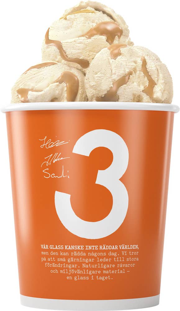 3 Vänner Glass Salt Karamell Vegansk 500ml Tre Vänners Glass