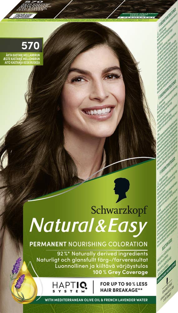 Natural & Easy Hårfärg 570 Äkta Kastanj Mellanbrun Natural & Easy Schwarzkopf