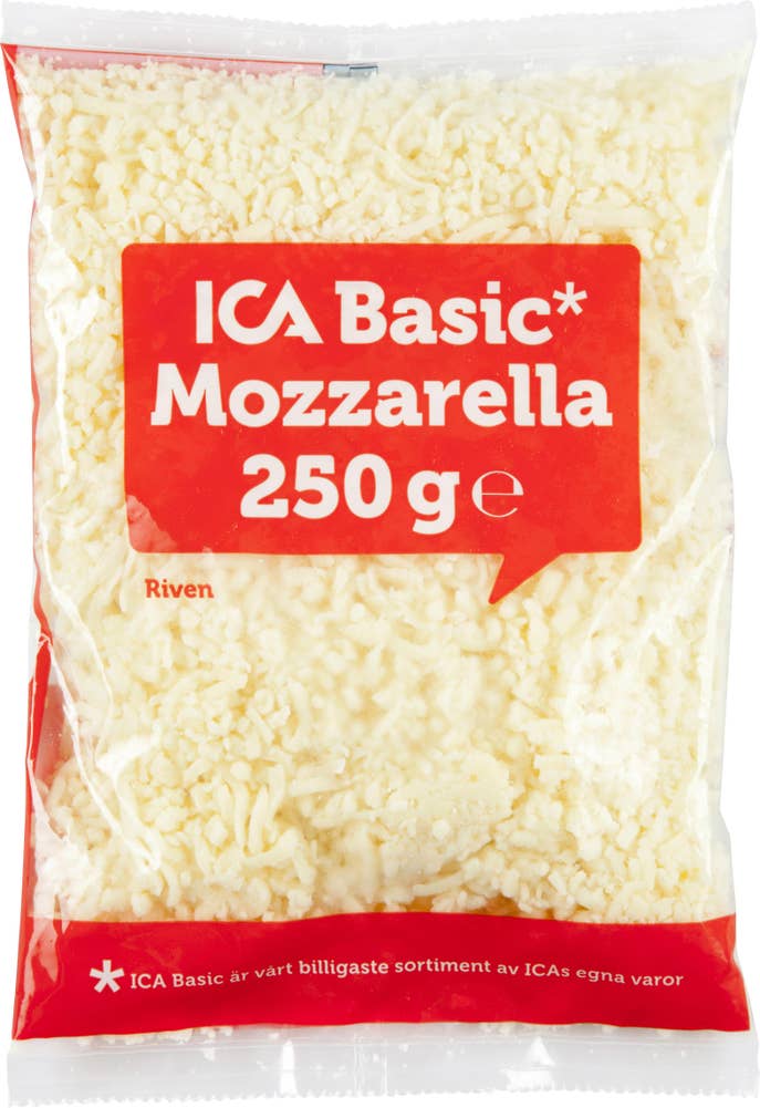 Ej sorterad Mozzarella Riven Ica Basic