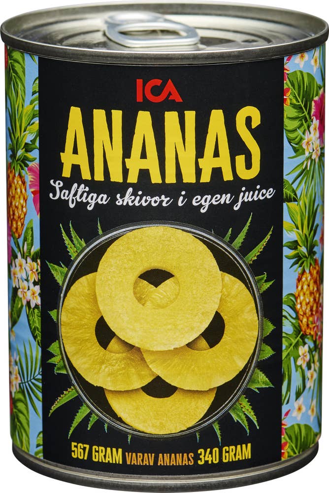 Ej sorterad Ananasskivor juice konserverad Ica