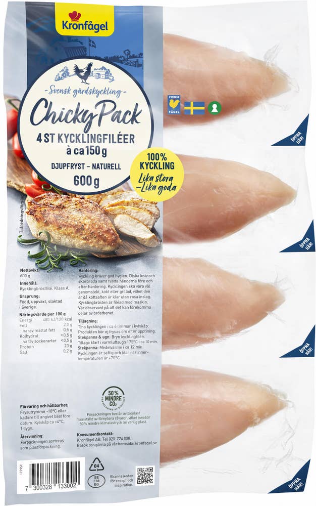 Kronfågel Kycklingfilé ChickyPack Fryst 600g