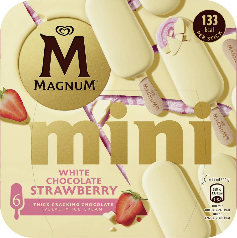 Magnum Glasspinnar Mini White Chocolate Strawberry