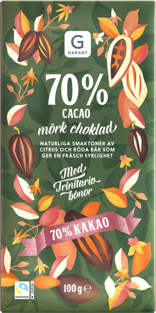 Garant Mörk Choklad 70% Fairtrade