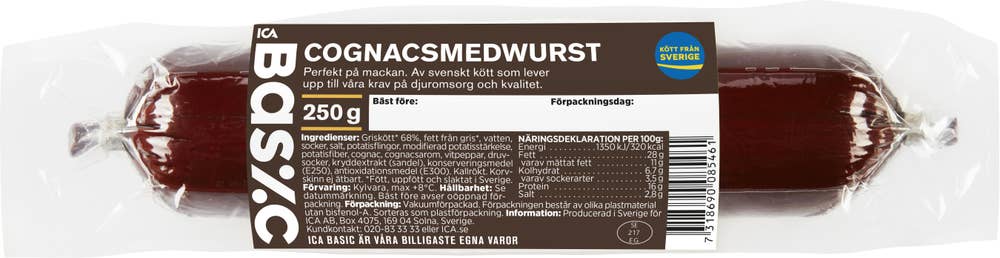 Ej sorterad Cognacsmedwurst Ica Basic
